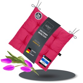 LILENO HOME Set of 1 Chair Cushions 21 Pink (40 x 40 x 6 cm) - Seat Cushion for Garden, Kitchen or Dining Room - UV-Resistant Indoor and Outdoor Chair Cushion as Chair Cushion (Linda FUM)