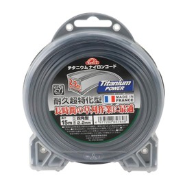Safety-3 for Grass Mowers and Weed Trimmers, Approximately 5 Times More Durable Titanium Nylon Cord, 15m, Square Type, 0.087 in (2.2 mm) Diameter