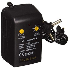 Seven Star 1.5V, 3V, 4.5V, 6V, 7.5V, 9V, 12V DC, 500mA Regulated Universal AC to DC Converter with Multiple Connector Ends
