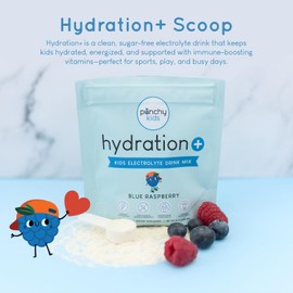 Punchy Kids Hydration+ Scoop, Electrolyte Powder Scoop, Blue Raspberry Hydration Supplement for Energy and Recovery, No Sugar, All Natural, Gluten Free Hydration Drink Mix