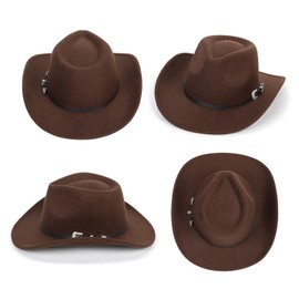 Western Cowboy Hat for Kids Toddler Girls Boys-Felt Fedora Cowgirls for 2-8 Years Old Brown