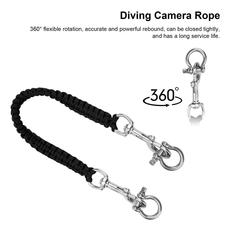 Diving Camera Lanyard Corrosion Rust Resistance 360° Flexible Rotation Diving
