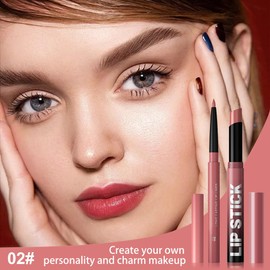 2Pcs 2 in 1 Matte Rose Lip Liner and Lipstick Combo Set for Women,Lipstick Stain Lip Liner for Daily & Party Long Lasting Waterproof Smudge Proof 24 Hour Full Coverage Vegan Lip Makeup Kit