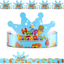 Deekin 50 Pcs Birthday Crowns for Kids Paper Party Hats Colorful Birthday Hat Happy Birthday Paper Crowns for Kids Family Classroom School Birthday Party Decor Supplies