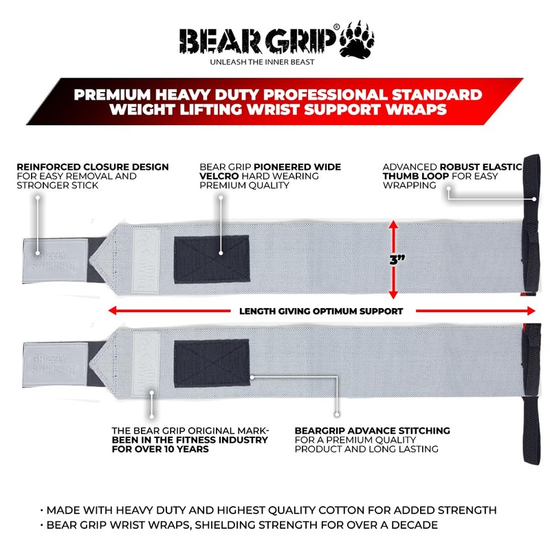 BEAR GRIP SPECIAL EDITION Premium weight lifting wrist support wraps
