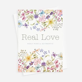 Wedding Real Love Card – for Weddings, Engagement, Bridal Showers, Friendship, Newlyweds – Floral Wildflower Card includes Envelope