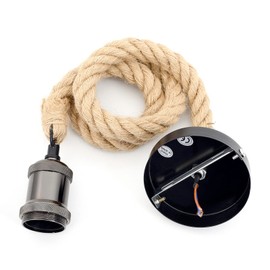 COOBATG Industrial Hemp Rope Chandelier;Single Head Farmhouse Pendant Lights E26 Base Ceiling Lamp;Retro Pendant Lamp Cord- DIY Home Decoration