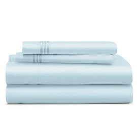 Cosy House Luxury Bed Sheets, 4 pc Set : Silky Soft Microfiber Bedding, Brushed, 1500 Series | Deep Pocket Fitted Sheet, Flat Sheet & 2 Pillowcases | Wrinkle Free, Hypoallergenic, Cal King, Baby Blue