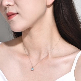 immobird Women's Necklace 925 Sterling Silver Necklace Birthstones Rose Shape Gifts Ladies Daughter Christmas Valentine's Day Mother's Day, Cubic Zirconia, Topaz