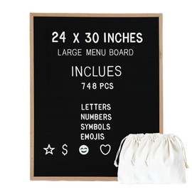 Large Felt Letter Board 24x30 Inch with 748 letters, Large Menu Board Letter, Felt Board Large Message Board, Changeable Letter Board Large Black Letter Board Sign Restaurant, Office, Oak Frame Letterboard