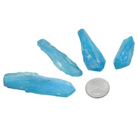 Nupuyai 1 lb Irregular Shape Titanium Coated Natural Rock Crystal Dots Raw Stone Healing Crystal Rods for Jewellery Making and Decoration