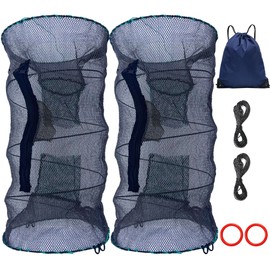 2 Pcs Fishing Bait Trap,Foldable Minnow Trap,Crab Trap,Fishing Net,Bait Cage for Crabs Minnow Lobster Shrimp Crawfish