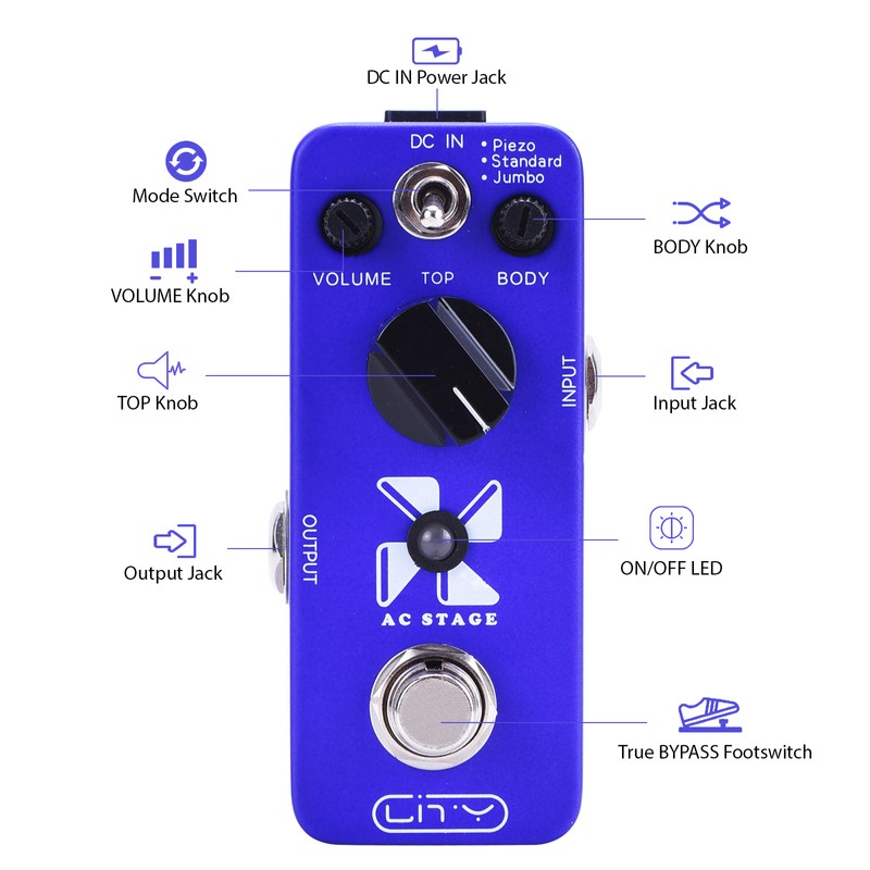 Lity Acoustic Simulator Guitar Pedal AC Stage Mini Pedal 3
