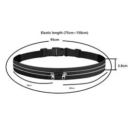 LORJE Slim Running Belt, Running Phone Belt, Waist Pouch Belt, Waist Pack for Women and Men, Reflective Runner Pouch Belt Fitness Workout Bag (Black)