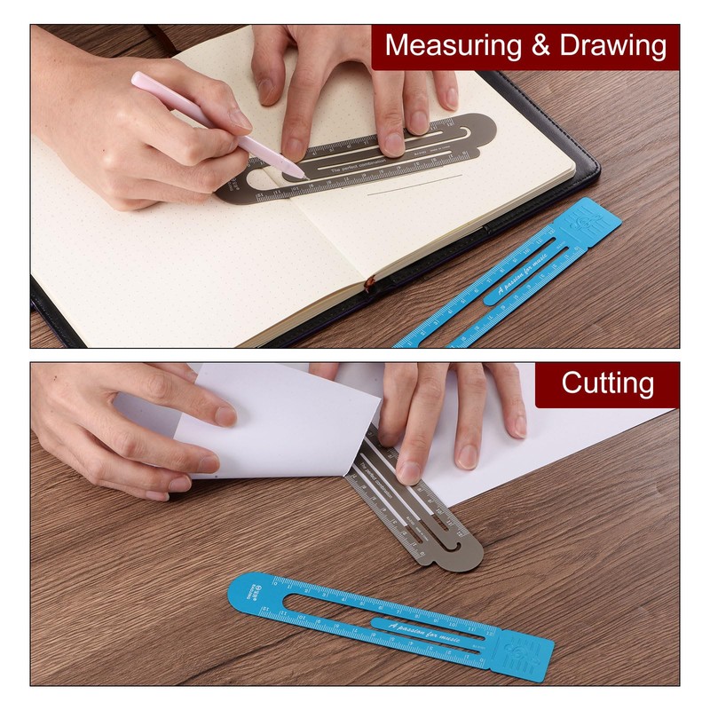 sourcing map Ruler 12 cm Metric Bookmark Clip Ruler Metal