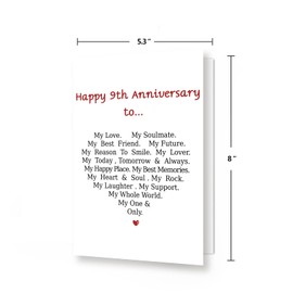 MQMRYeto Funny 9th Anniversary Card For Men Women, Sweet 9 Year Wedding Anniversary Card Decoration For Husband Wife, Romantic Gifts Idea For Boyfriend Girlfriend Couple