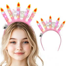 Gangel Light Up Birthday Headbands LED Glowing Hairband Happy Birthday Glittering Headband Party Hair Accessories for Women
