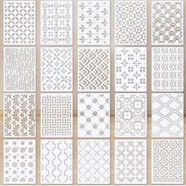 20pcs Plastic Sashiko Stencil, 8.3x5.9in Quilting Templates Drawing Line Stencil Geometric Embroidery Pattern Stabilizers for Sewing Hand Quilting and Embroidery