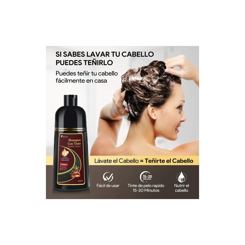 Shampoo Con Aceite De Argán Tinte Cubre Canas-marrón Oscuro