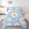 Homewish Daisy Comforter Set Twin Size White Flower Leaves Bedding