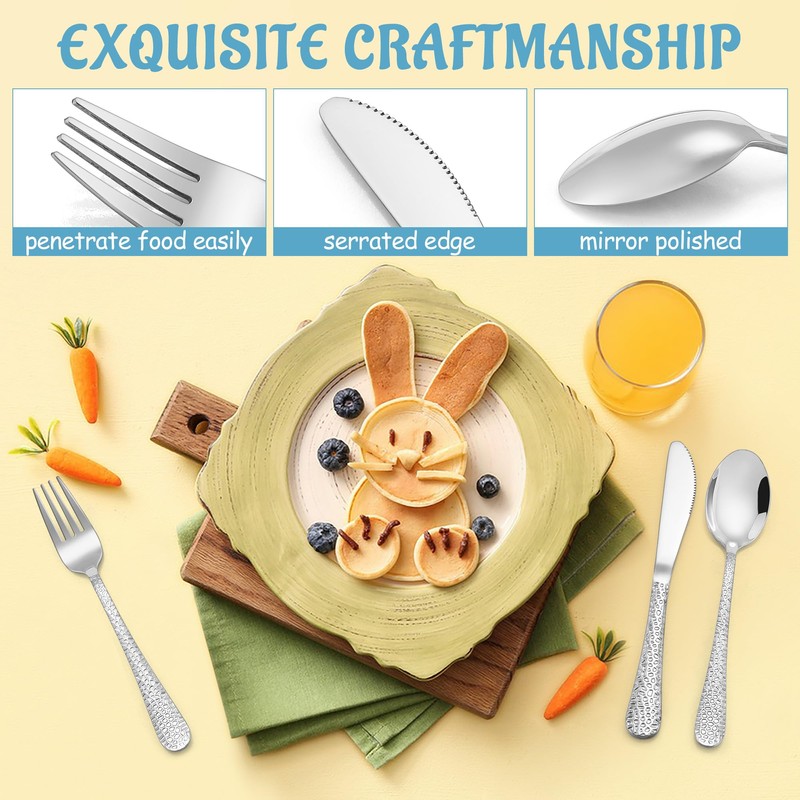 E-far 12-Piece Kids Silverware, Stainless Steel Toddler Preschooler Utensils with