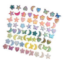 Youway Style Glass Mosaic Tiles for Crafts Bulk,200g Mosaic Glass Pieces, Butterfly Star Moon Heart Flower Shape Glass DIY Stained Glass Kit, Mosaic Charm Ornament(7.05 Ounce)