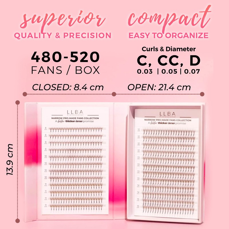 LLBA LashFolio Narrow Promade Fans | Handmade Volume Eyelashes |