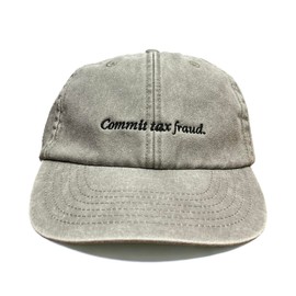 Vivian Flytrap Unisex Commit Tax Fraud Washed Embroidered Dad Baseball Cap, Washed Grey, Unit size