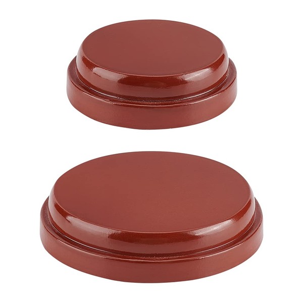 FINGERINSPIRE 2 Sizes Round Wood Display Base Brown Wooden Base