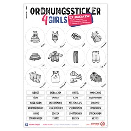 Typographus - 104 child-friendly stickers for clothes - for wardrobes, boxes and furniture - keep your children's room tidy | girls and boys | organiser stickers, storage (girls grey)