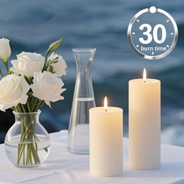 White Pillar Candles - 12 Packs Unscented Wax Pillar Candle, Long-Lasting 30 Hour Burn Time, 2x4 Inch, Elegant Decorative White Candles for Weddings, Centerpiece, Home Decor