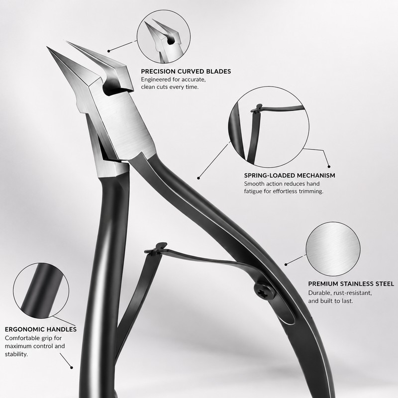 Stainless Steel Toenail Nipper for Thick Nails – Curved Precision