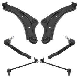 TRQ Front Steering & Suspension Kit Control Arm with Ball Joint Sway Bar Stabilizer Link Tie Rod Compatible with 2011-2017 Nissan Juke 2011-2014 LEAF