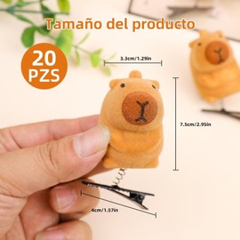 Yeanifeana Regalos Mujer y Niños,Para Fiestas, Fiestas De Cumpleaños，Regalos De Graduación 20 Piezas Clips para Cabello Capibara,Accesorios para Cabello Con Muelle，Regalos y Niños,Para Fiestas (caqui)