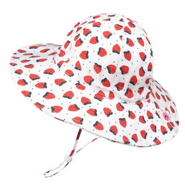 Foruhoo Girls' Sun Hats UV Protection, Adjustable Wide Brim Summer Hat for Baby, strawberry