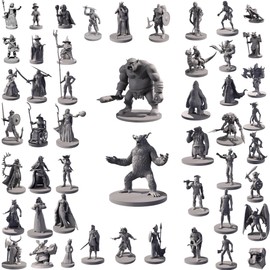 50 Unique Miniatures Fantasy Tabletop RPG Figures for Dungeons and Dragons, Pathfinder Roleplaying Games. Bulk unpainted, Great for D&D