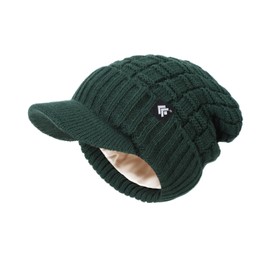 Creekstone Satin Lined Beanie for Women Men Satin Lined Winter Hats for Women Slouchy Beanies with Brim Visor (US, Alpha, One Size, Green)