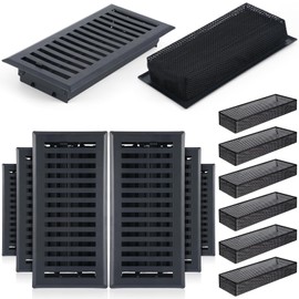 Baquler 12 Pcs Floor Register with Cover Trap 4" x 10" Set, Including 6 Walkable Design Vent Covers and 6 Air Vent Mesh Filters for Home Floor Replacement