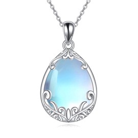 YFN Moonstone Filigree Necklace for Women Sterling Silver Celtic Teardrop Pendant Irish Jewellery Gifts for Girl Mother Daughter Sister (teardrop)