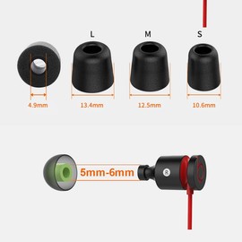 Memory Foam Ear Tips for Enhanced Noise Isolation and Comfort, Compatible with Most in-Ear Headphones, 6 Pairs in S, M, L Sizes, Grey, Black, Red