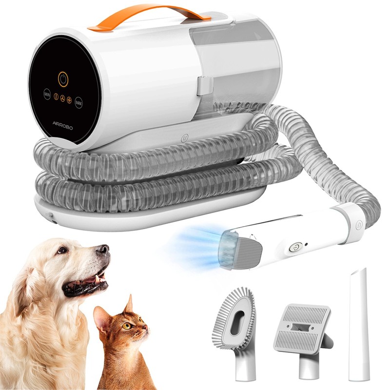 AIRROBO PG100 Pet Grooming Vacuum & 5 Grooming Tools, 12000Pa