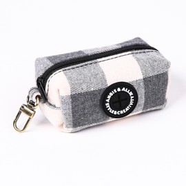 Organic Cotton Dog Poop Bag Holder for Leash Brass Hardware Waste Bag Dispenser Pet Waste Management Solution