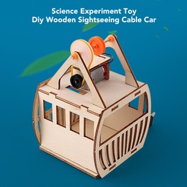 Wooden sightseeing cable car DIY building kits for kids, with a Great Science Toy for Boys and Girls Teens on Christmas, Birthday, Thanksgiving, and kid's Day (Diy Wooden