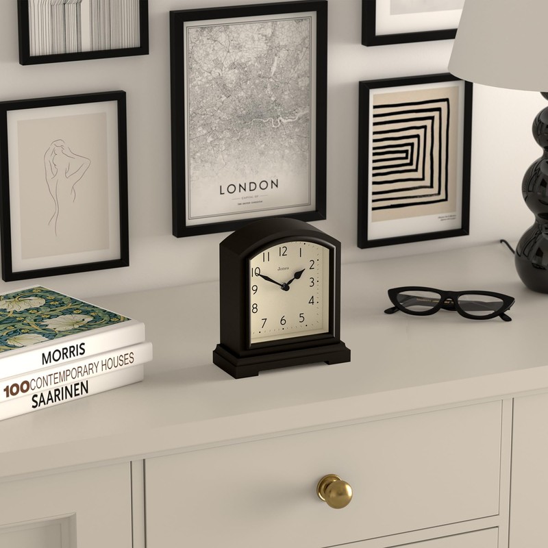 JONES CLOCKS® Tavern Mantel Clock | Small Modern Arch top