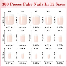 240pc White French Tips Press on Nails Square Fake Nails Tabs, Extra Short Nails Press ons French Tip Acrylic Nails Pale Nude Glue ons Nails Short Artificial False Fingernail Stick on Nails for Women