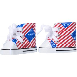 The New York Doll Collection US Flag Designed Doll Canvas Sneakers Trainers fits All 18 Inch/ 46 cm Dolls - for Fashion Girl Dolls - Doll Shoes - Doll Trainers – Doll Clothes accessories