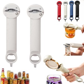 YEEZUNPU - Abridor de botellas retráctil multifuncional, abrebotellas abrebotellas, abrebotellas ajustable, para manos artríticas, personas mayores, baja resistencia con abridor de cerveza (blanco y