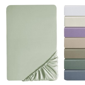 SOULFUL Satin Fitted Sheet, 180 x 200 cm, 100% Long Staple Cotton Bed Sheet, Fitted Sheet up to 25 cm Mattress Height, Suitable for Allergy Sufferers, Oeko-Tex Certified, Sage Green