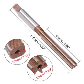 sourcing map Hand Reamer 10mm Alloy Tool Steel H8 6 Straight Flutes Hand Milling Cutter Tool Metric Reaming Drill Bit for Metal