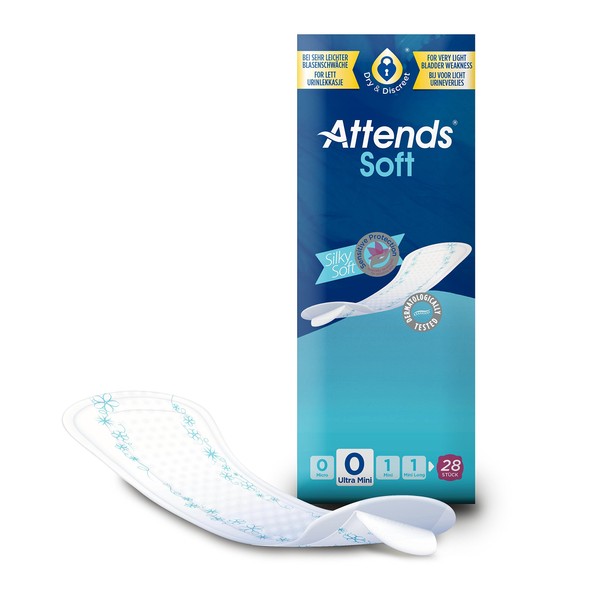 Attends Soft 0 Ultra Mini, Hygiene-Einlagen,bei leichter Blasenschwäche, 8 x